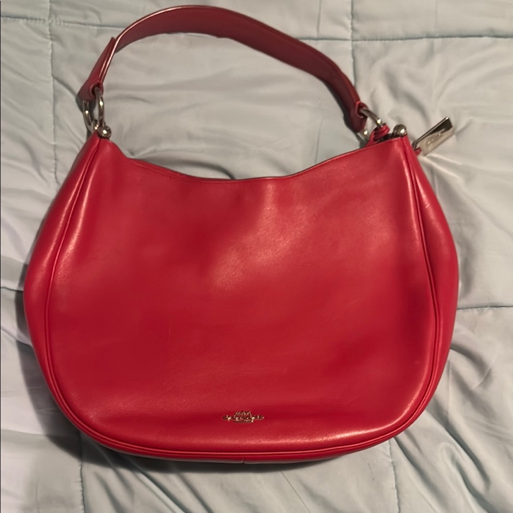Coach Red Leather Hobo Bag Classic Design